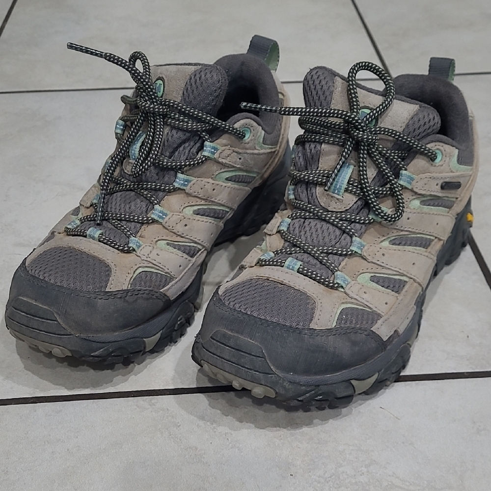Gray and Tan Hiking Shoes